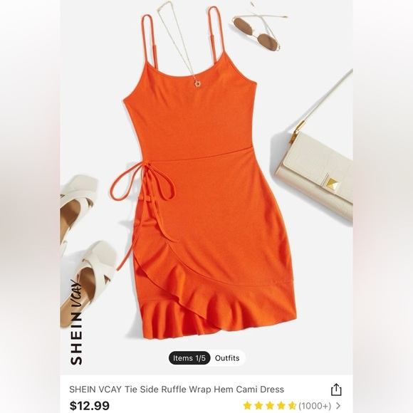SHEIN Dresses Side Ruffle Wrap Hem Cami Dress Shein Poshmark